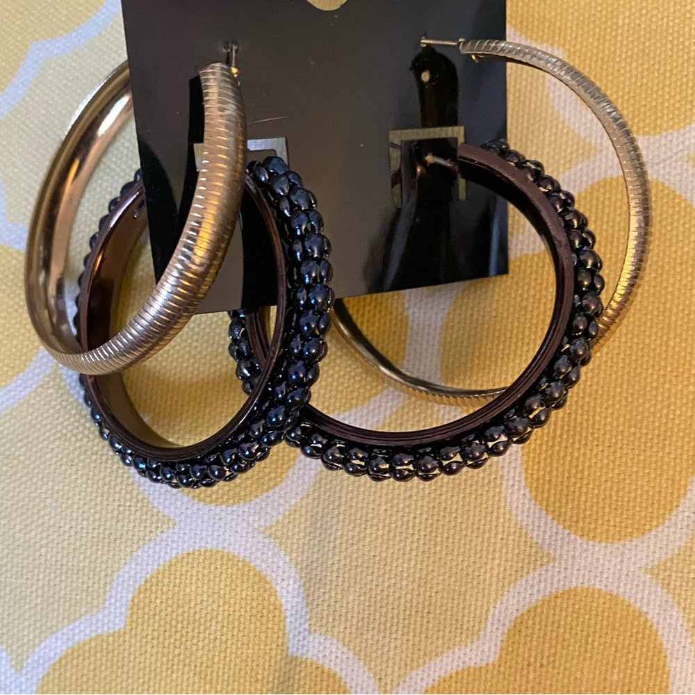 Set of Two Hooped Earrings Gold & Metallic Bronze NWT